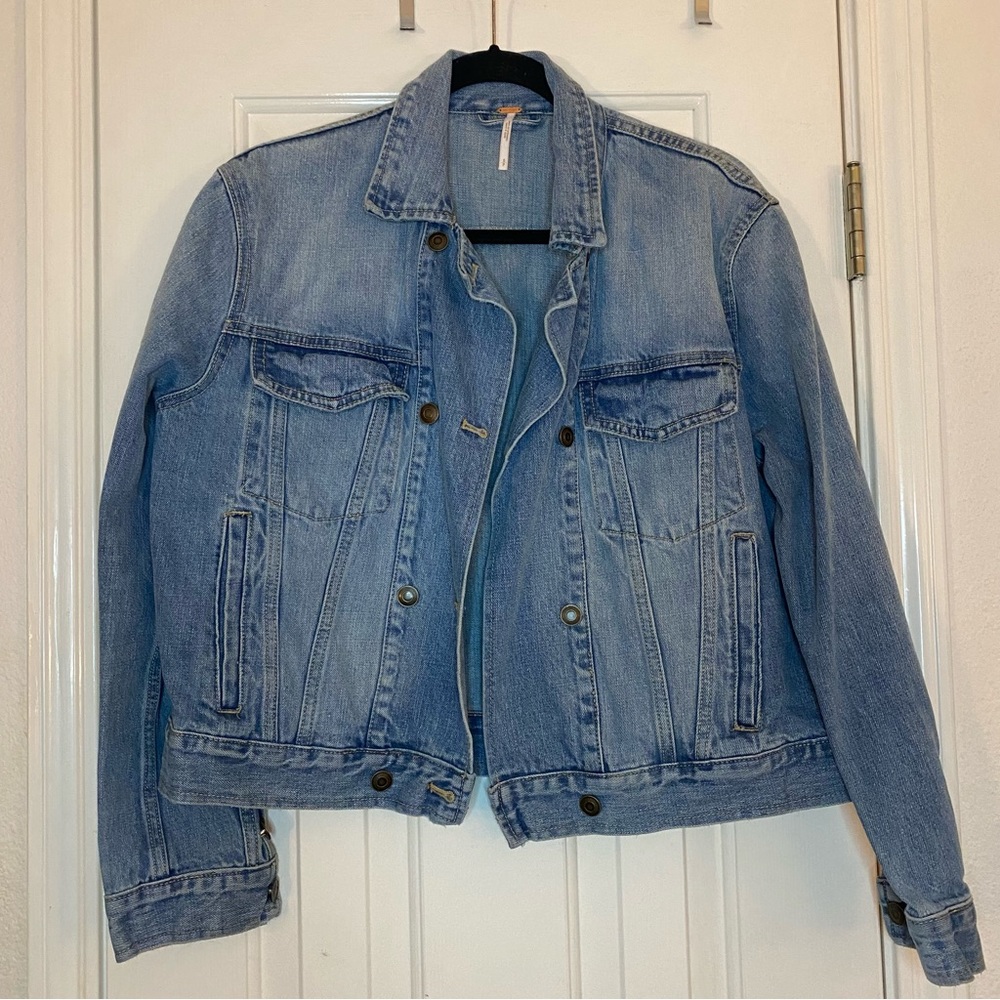 Free people denim oversized trucker jacket